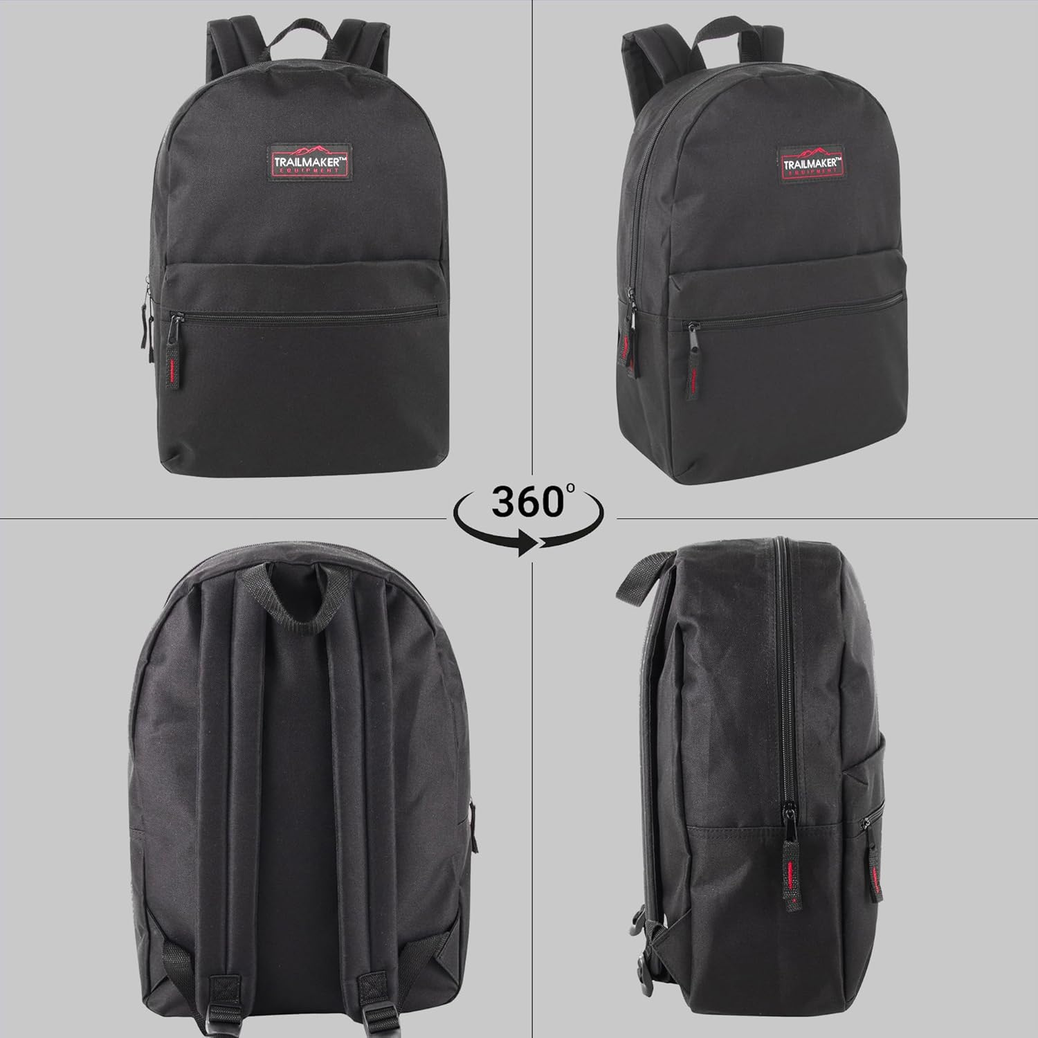 Trail maker Classic 17 inch Backpacks with Adjustable Padded Straps | School Backpacks for Girls, Boys (Black) - Image 5