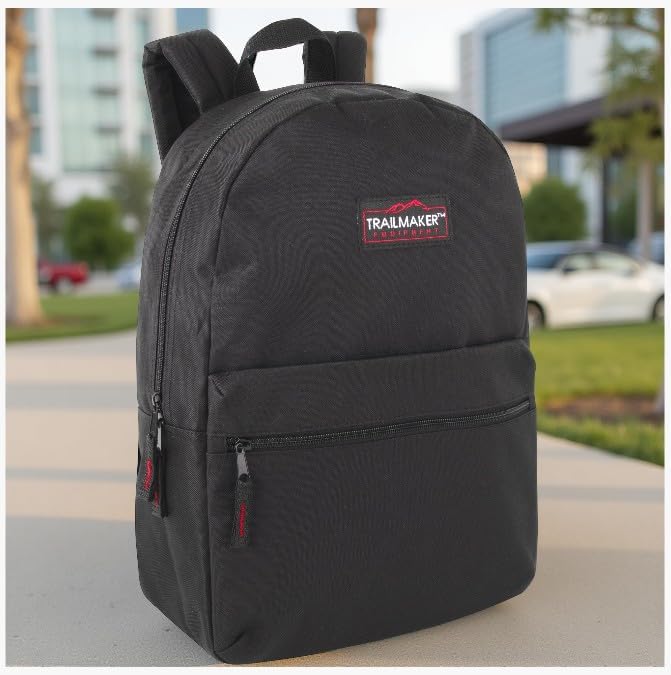 Trail maker Classic 17 inch Backpacks with Adjustable Padded Straps | School Backpacks for Girls, Boys (Black) - Image 6