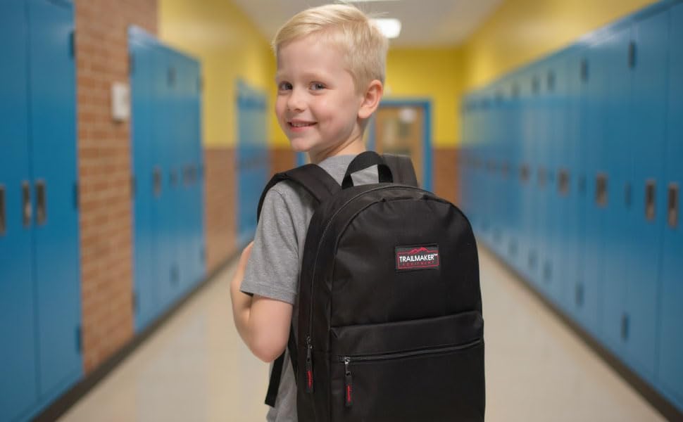 Trail maker Classic 17 inch Backpacks with Adjustable Padded Straps | School Backpacks for Girls, Boys (Black) - Image 9