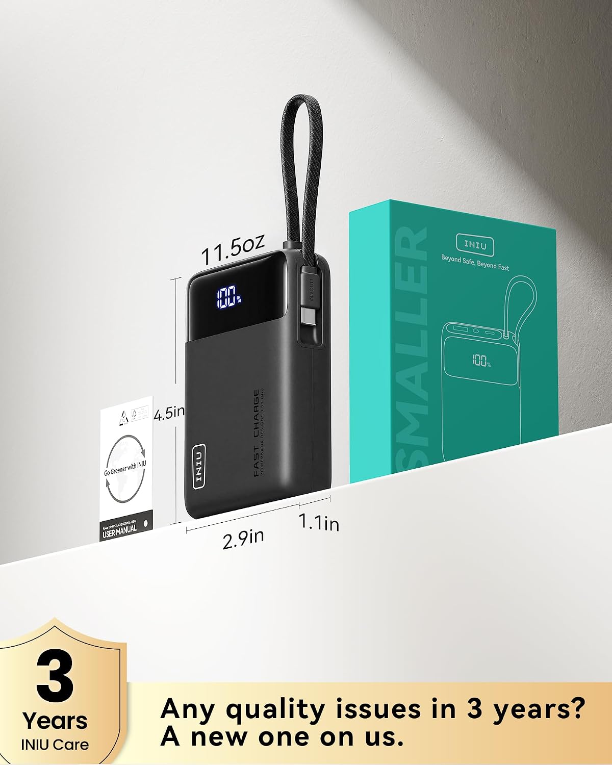 INIU 20000mAh Portable Charger, Smaller 45W Fast Charging Travel Power Bank - Image 7