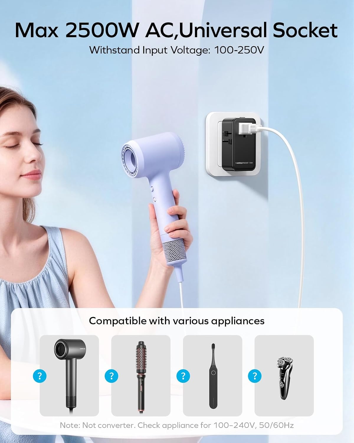 (2026 NEW) MOMAX Universal Travel Adapter, Ultra-Thin 70W GaN International Plug Adapter with 3 USB-C, 1 USB-A and AC Outlet, Works in 200+ Countries, Not a Voltage Converter, for International Travel - Image 8